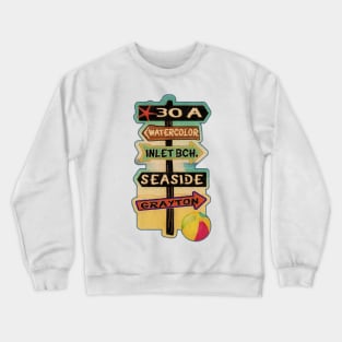 30 A Florida Walton County Watercolor Inlet Beach Seaside Grayton Beach Crewneck Sweatshirt